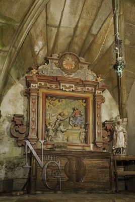 Retablo co milagre de Santo Ildefonso na capela da Casa da Algaria de Guimarei